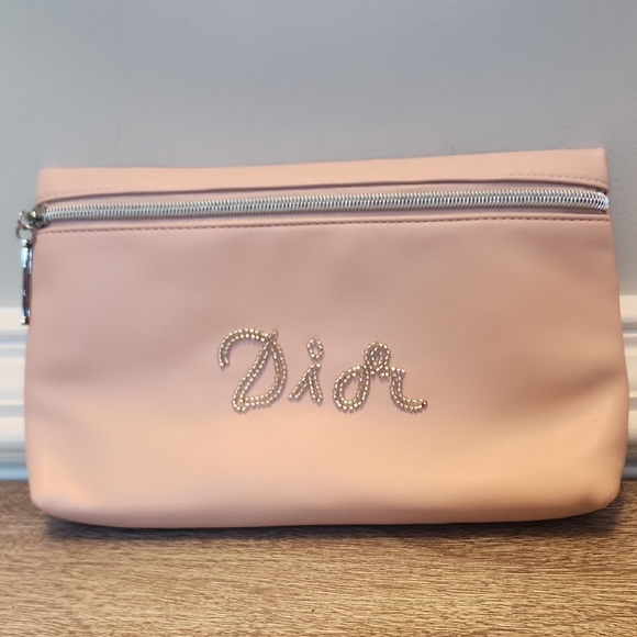 Dior Beaute Light Pink Beaded Logo Cosmetic Bag - Picture 1 of 4